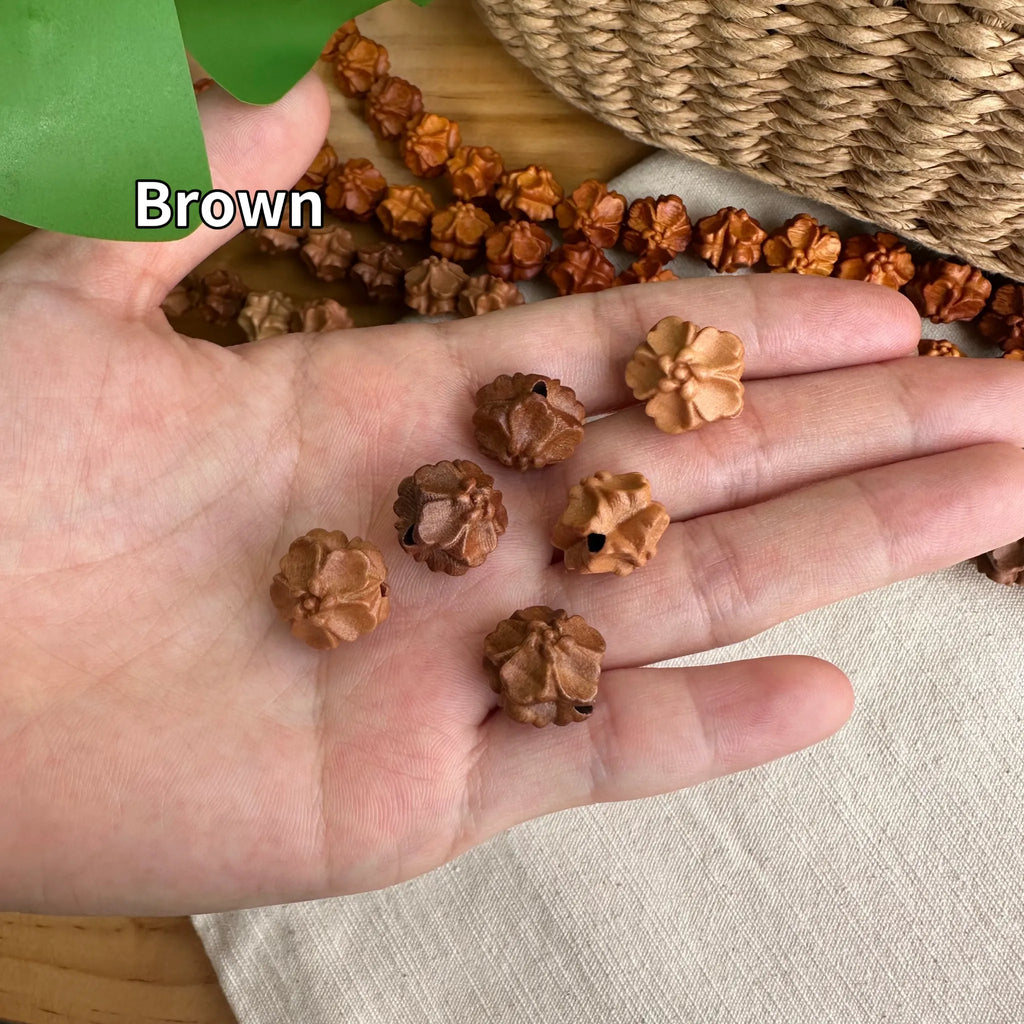 Wood Hibiscus Beads