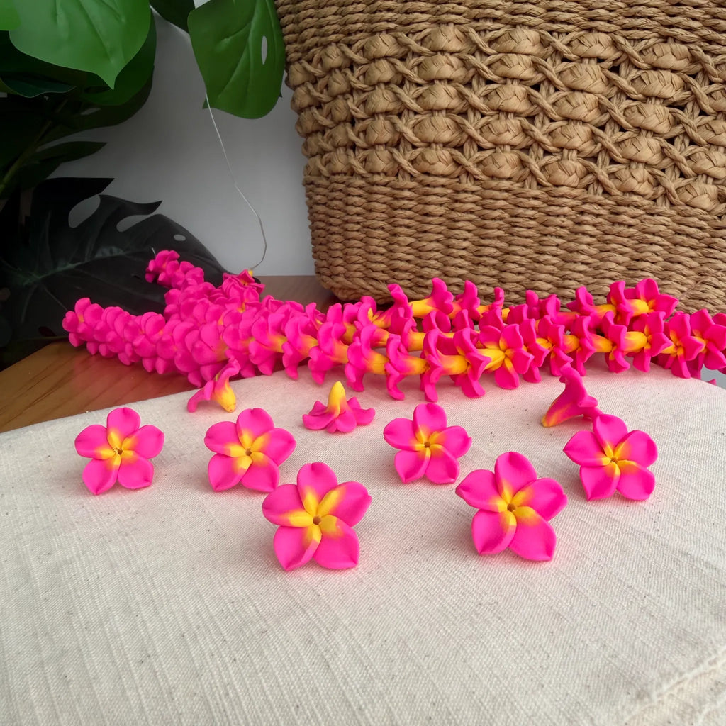 Clay Fushia & Yellow Plumeria