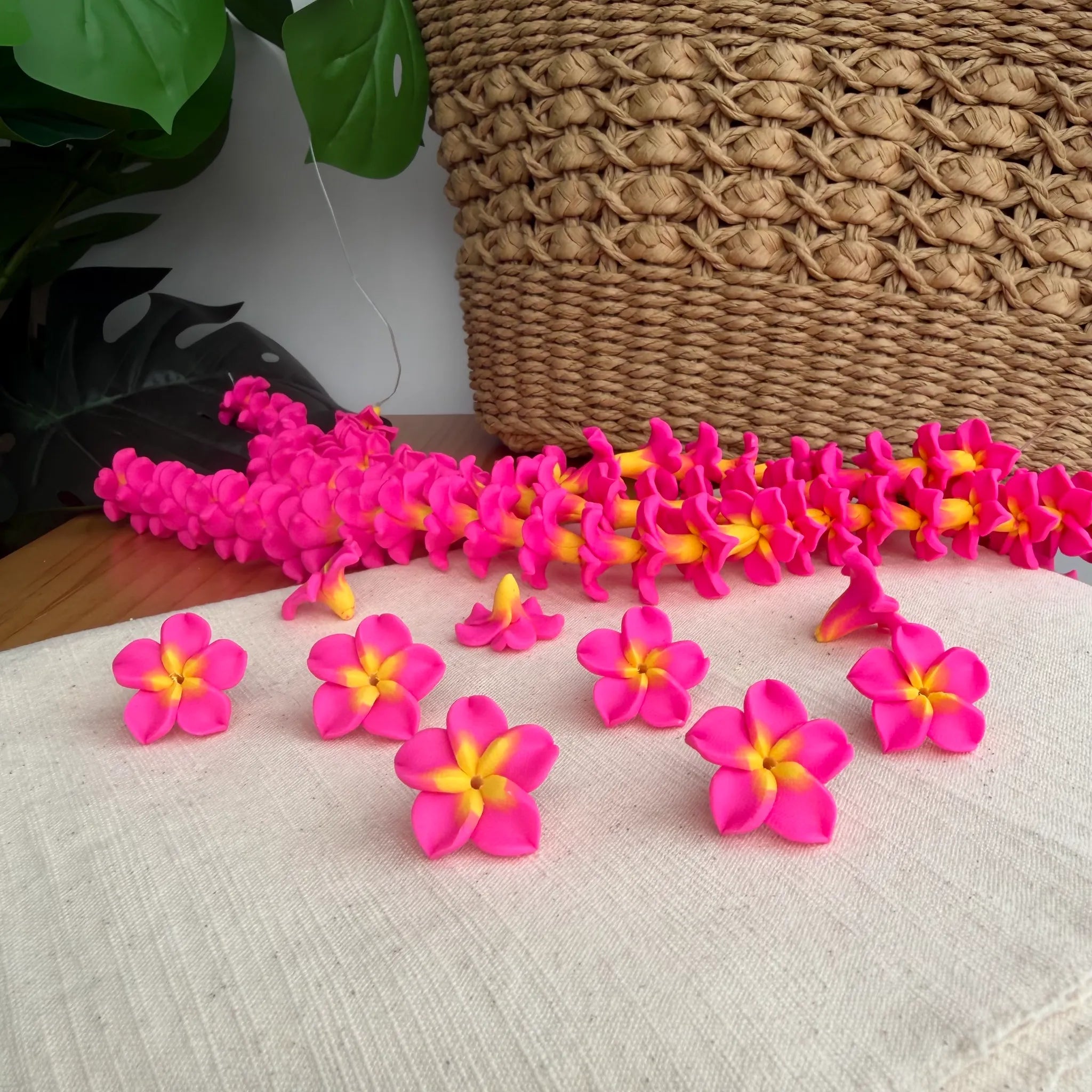 Clay Fushia & Yellow Plumeria