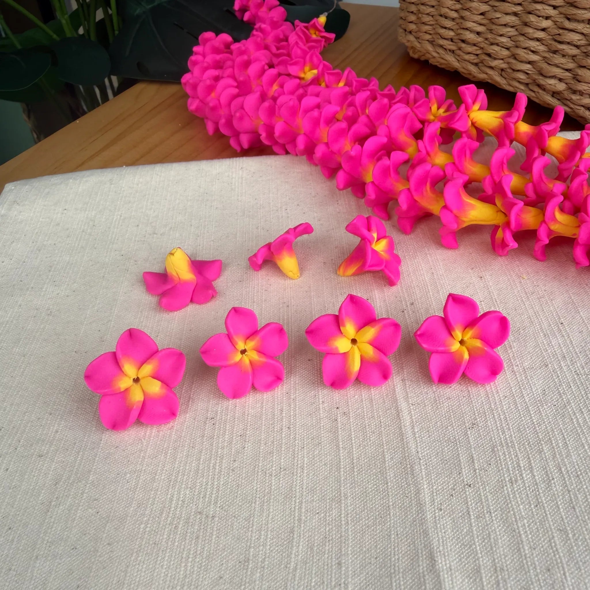 Clay Fushia & Yellow Plumeria