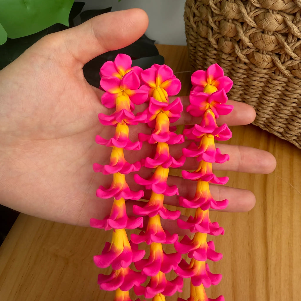 Clay Fushia & Yellow Plumeria