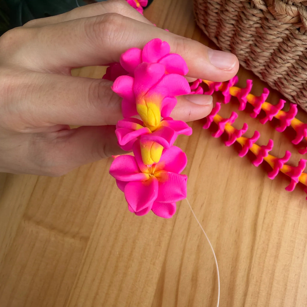 Clay Fushia & Yellow Plumeria
