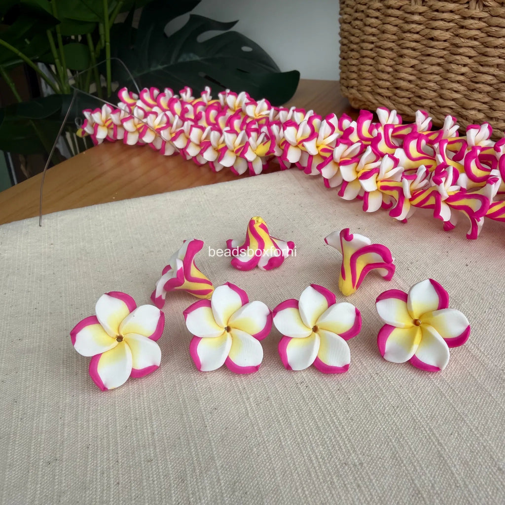 Clay Fushia& White Plumeria