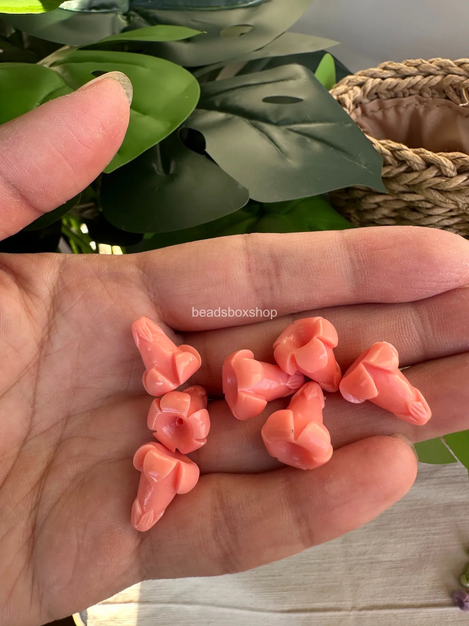 Resin & Coral Powder Puakenikeni Beads