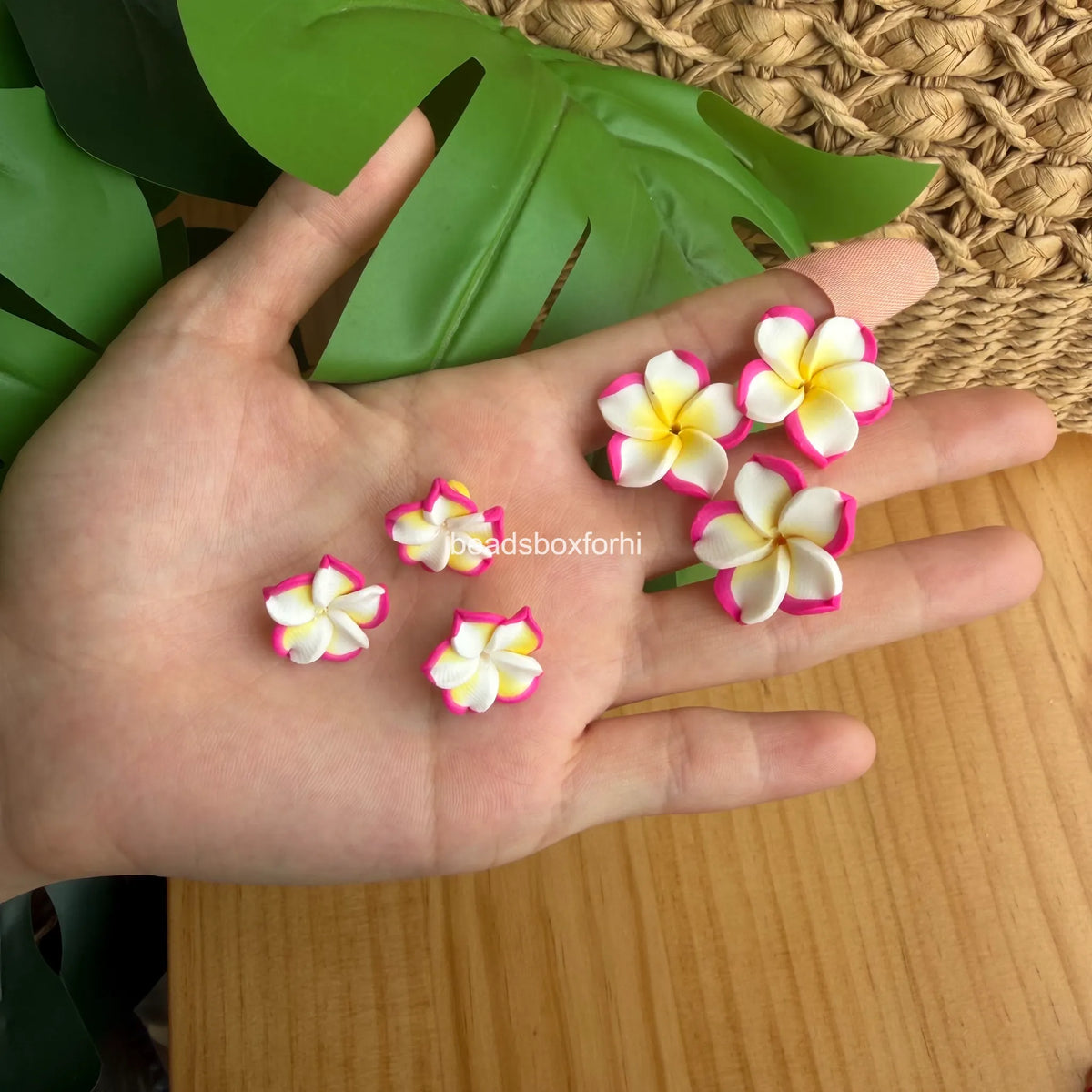 Clay Fuchsia& White Plumeria