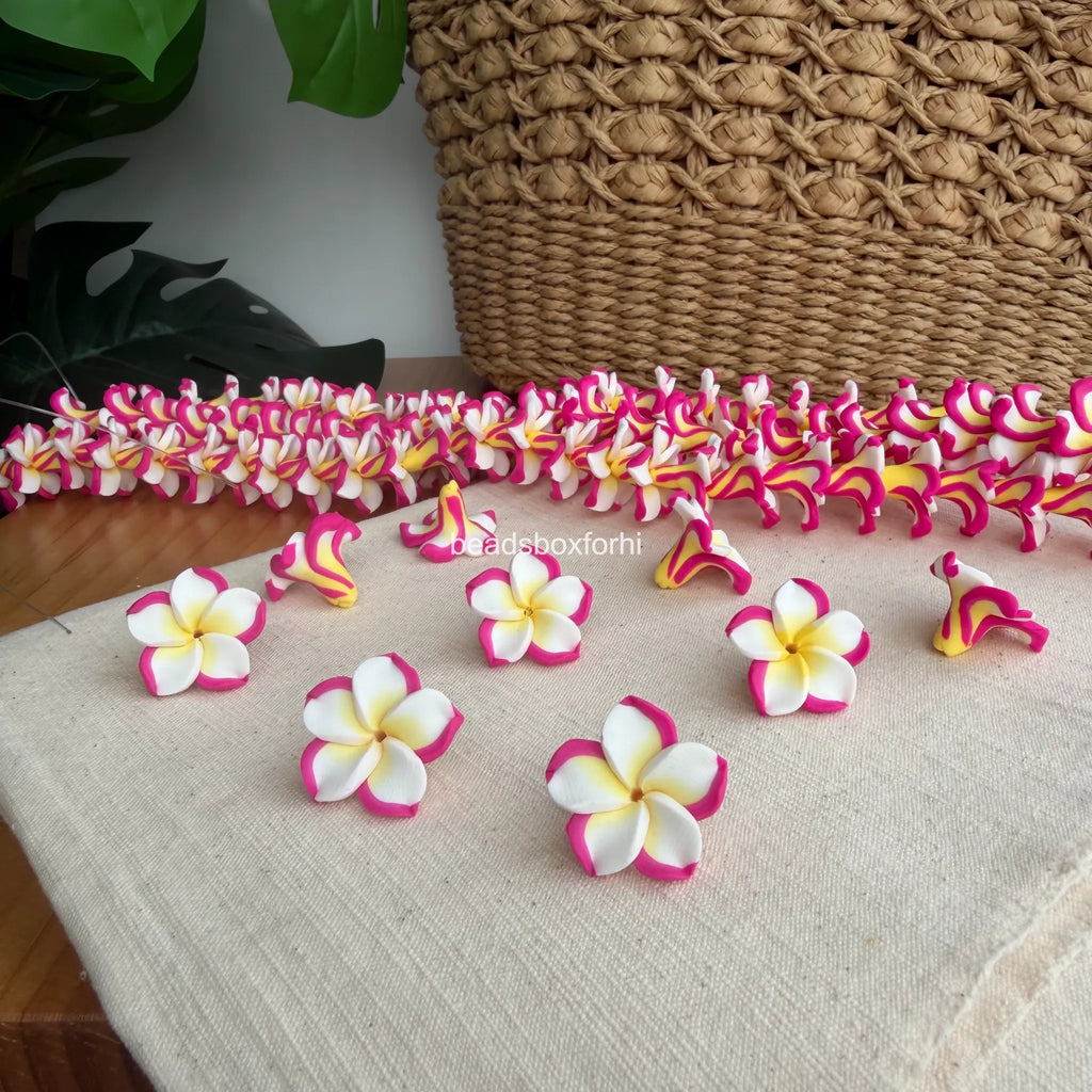 Clay Fushia& White Plumeria