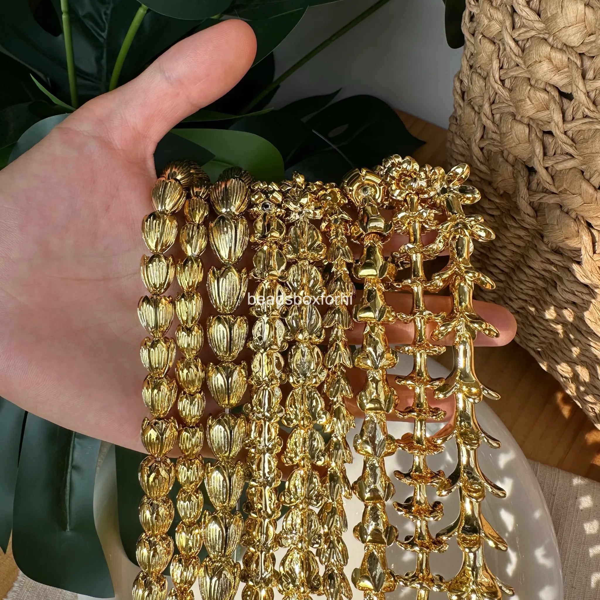 gold hawaiian beads