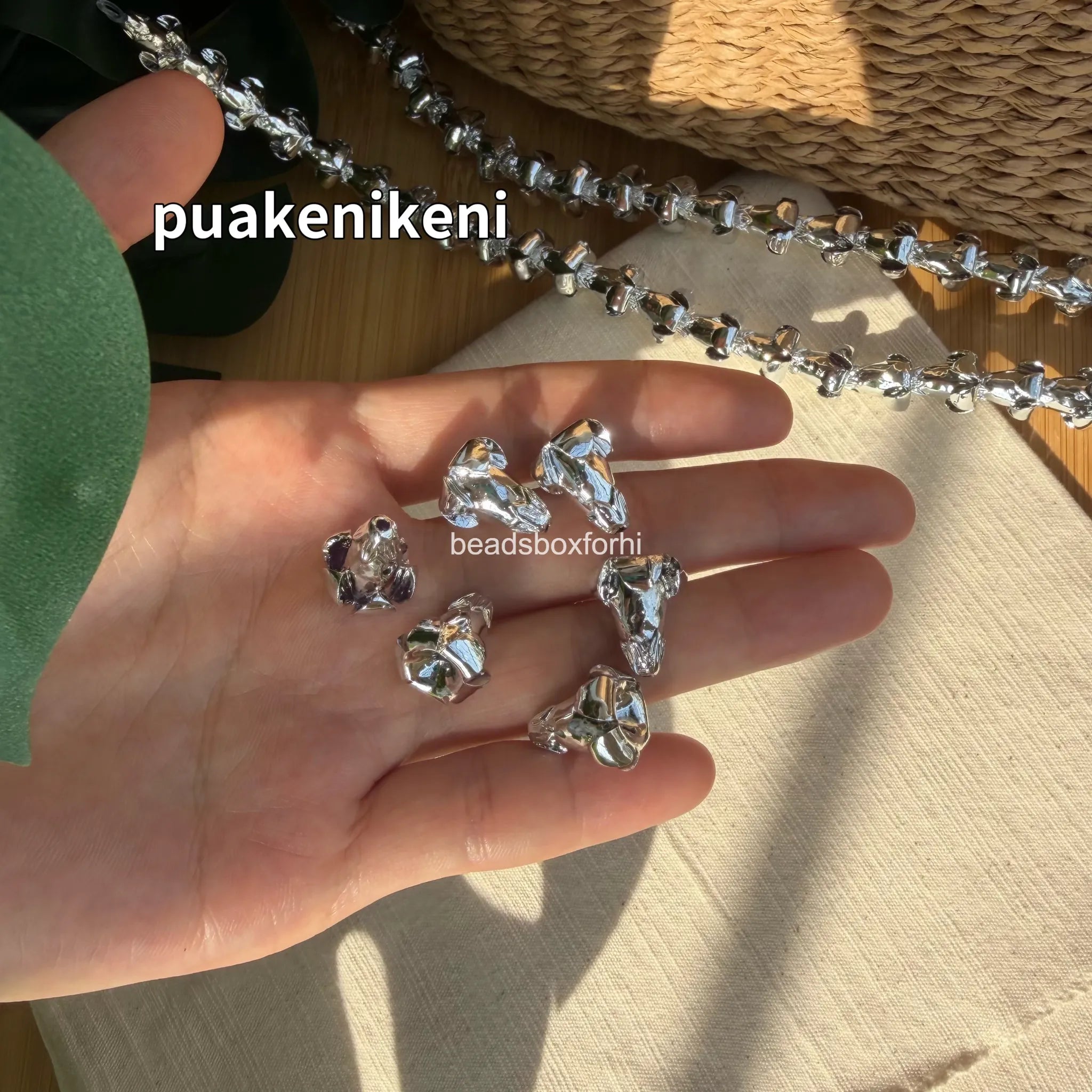 silver hawaiian beads