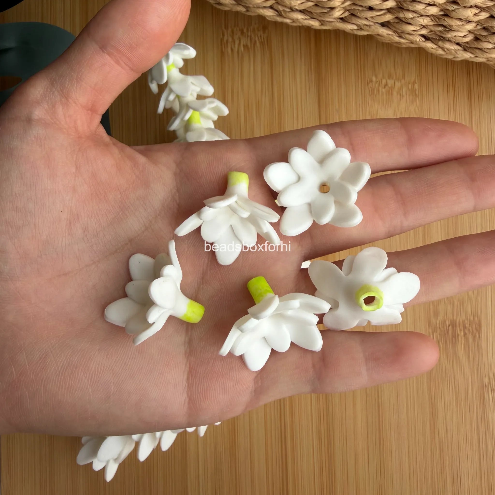 Hand Painted Clay Blooming Pikake
