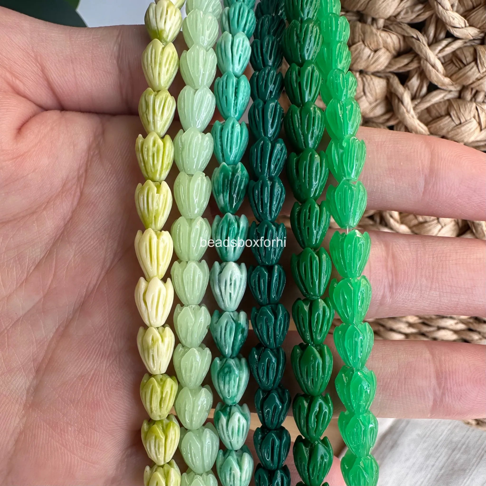 Small Green Pikake Beads