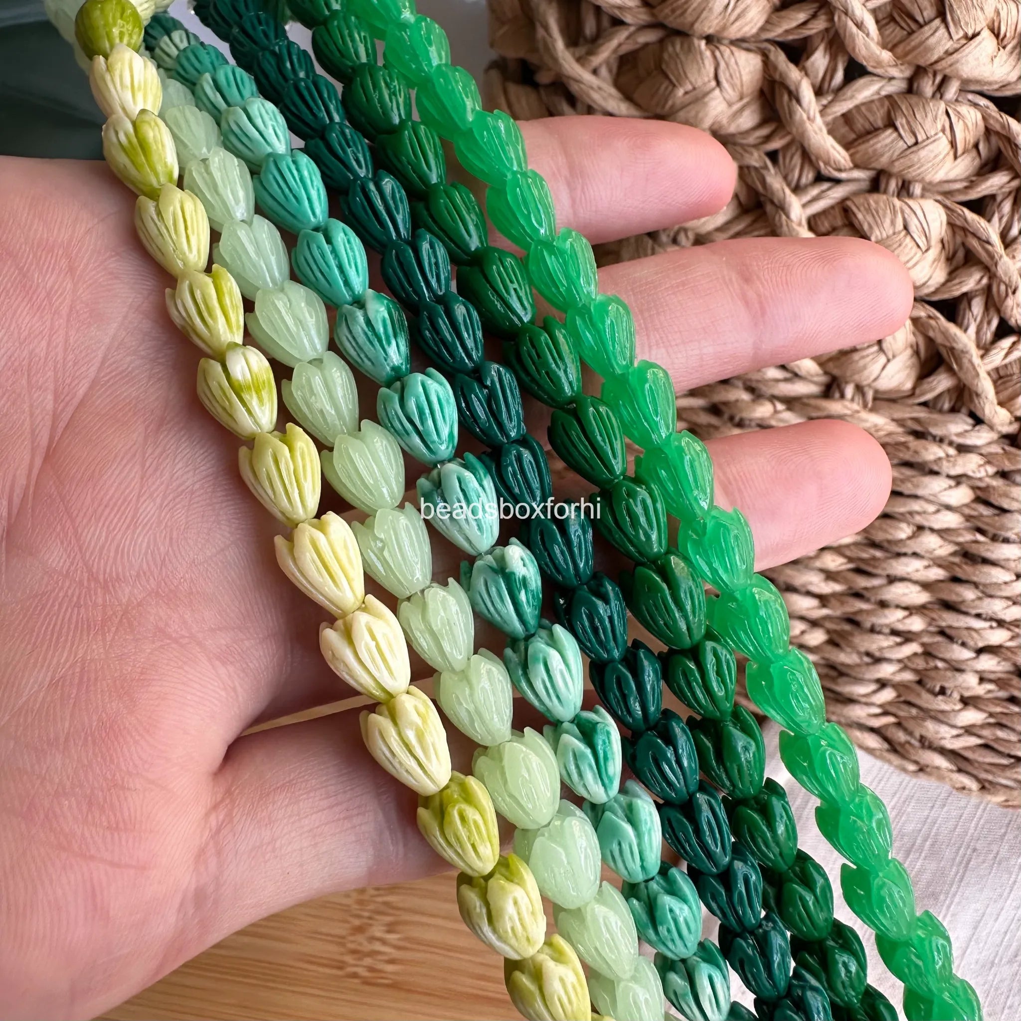 Small Green Pikake Beads