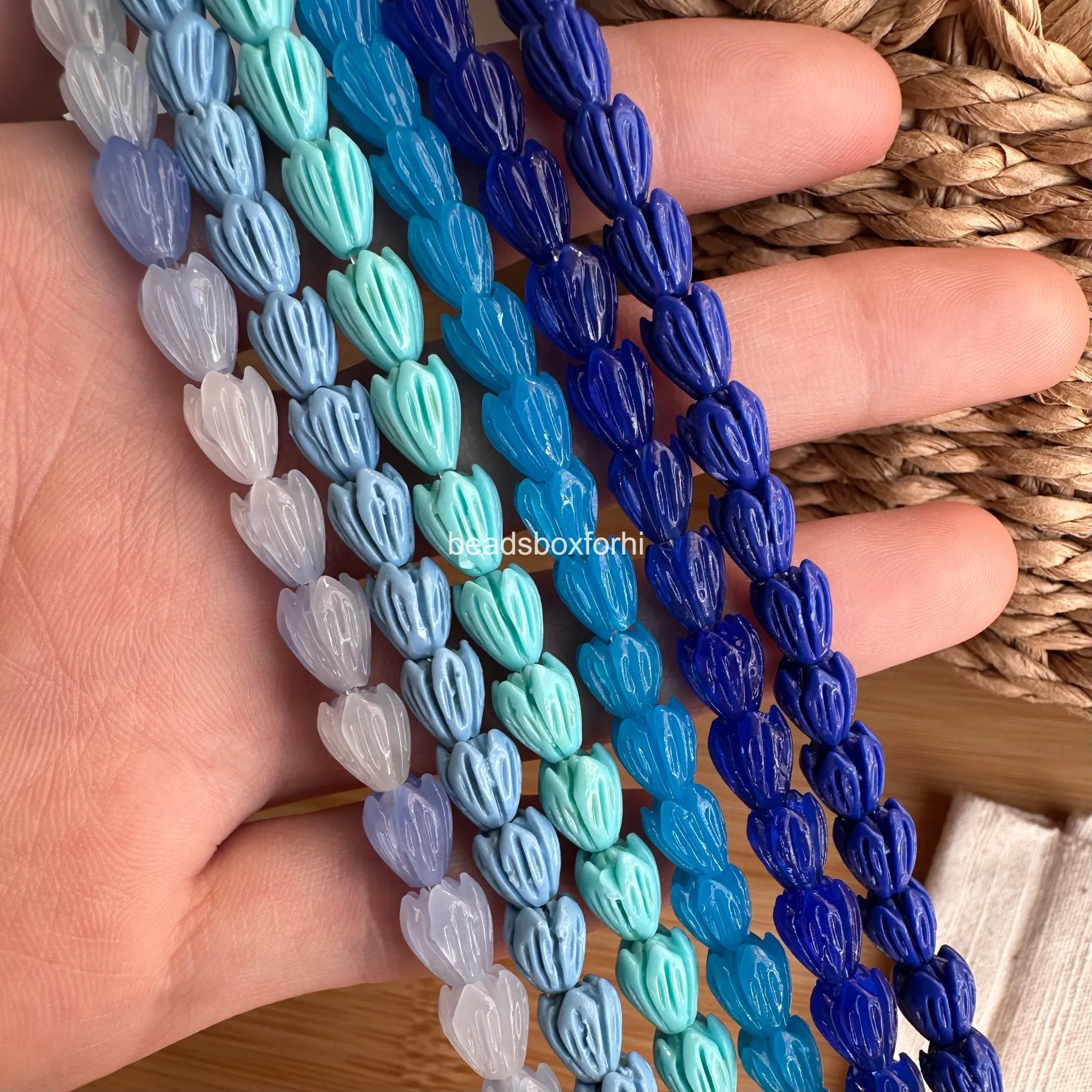Small Blue Pikake Beads