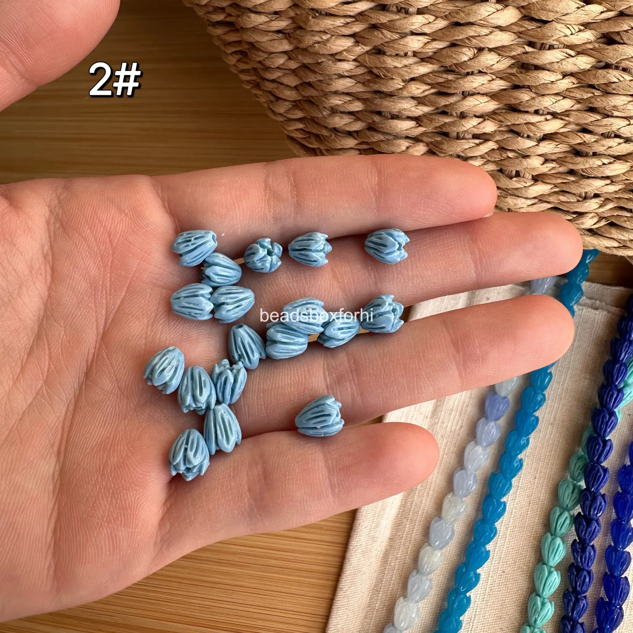 Small Blue Pikake Beads