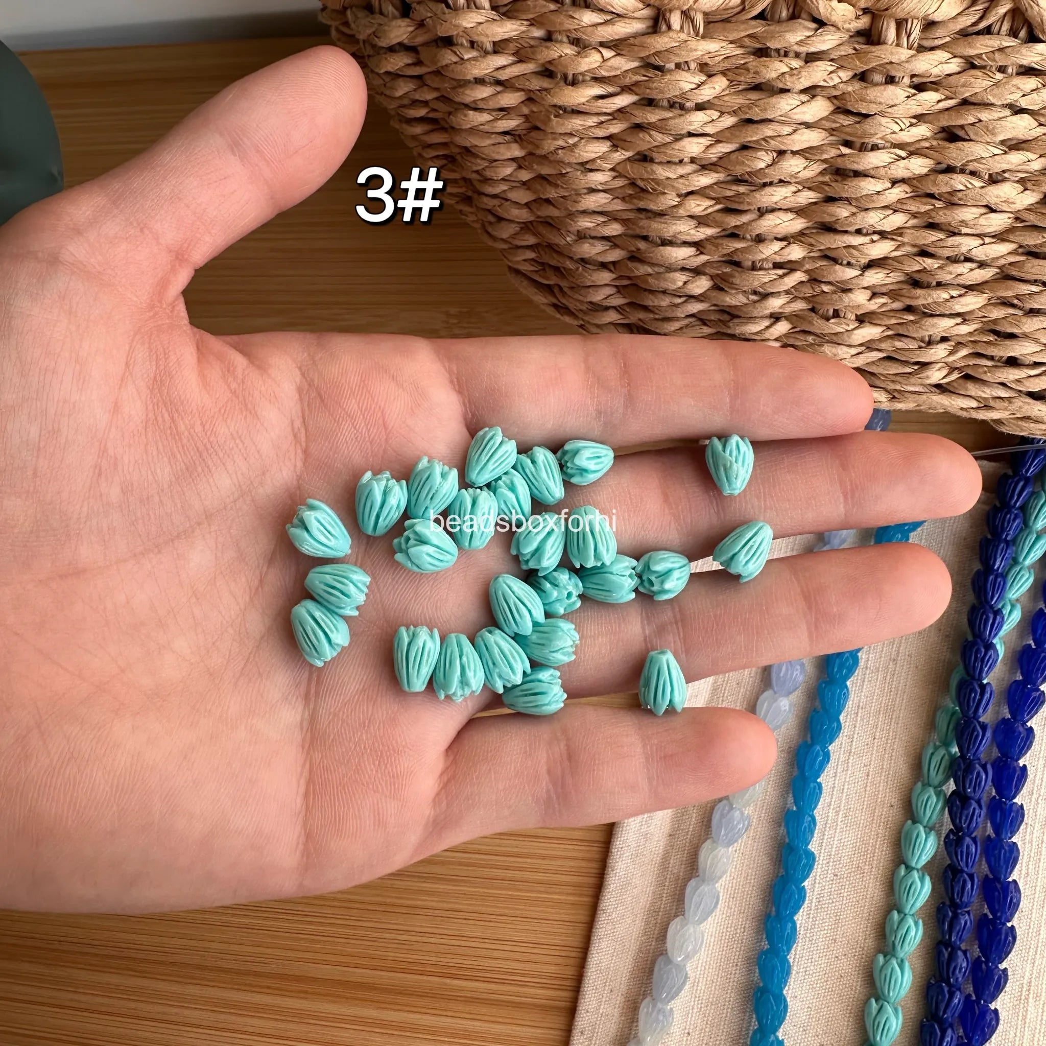 Small Blue Pikake Beads