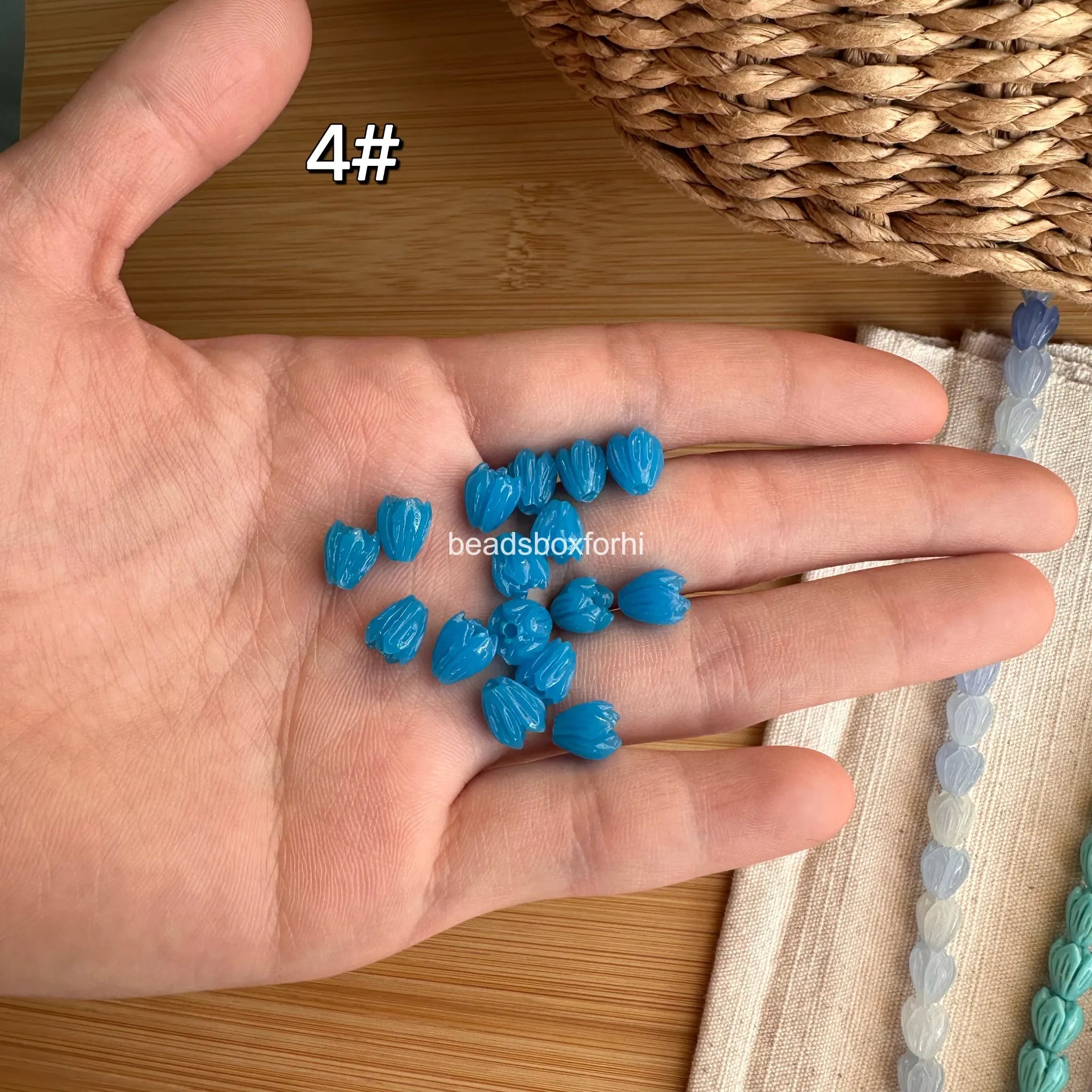 Small Blue Pikake Beads