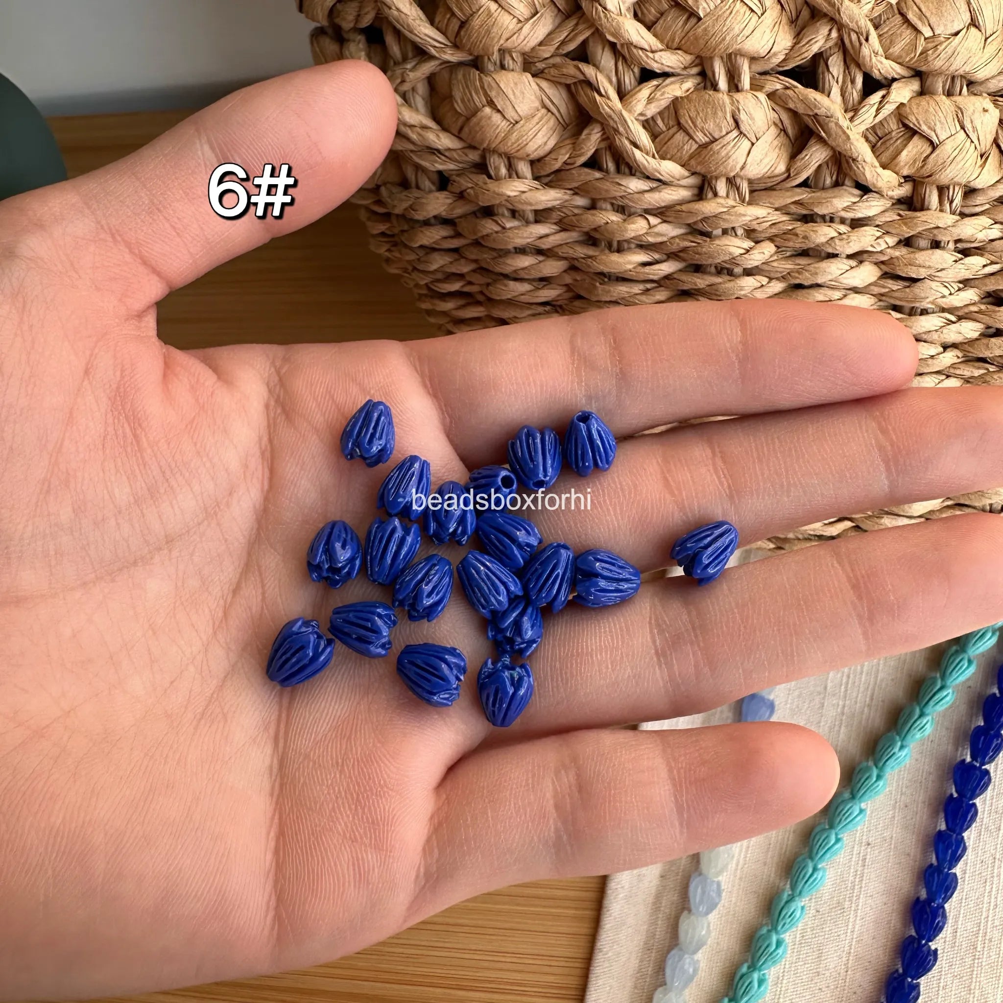 Small Blue Pikake Beads