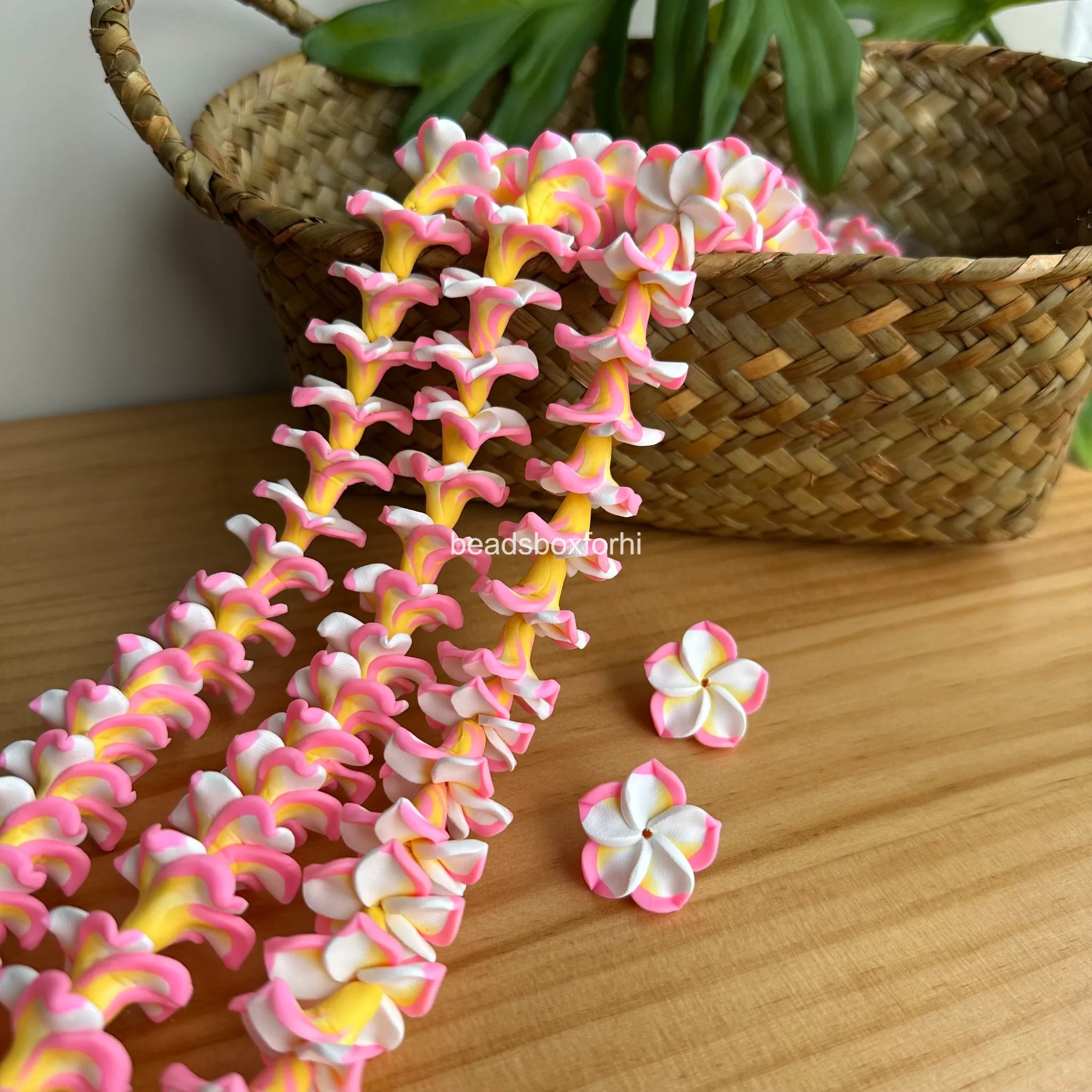 Clay White& Pink Plumeria
