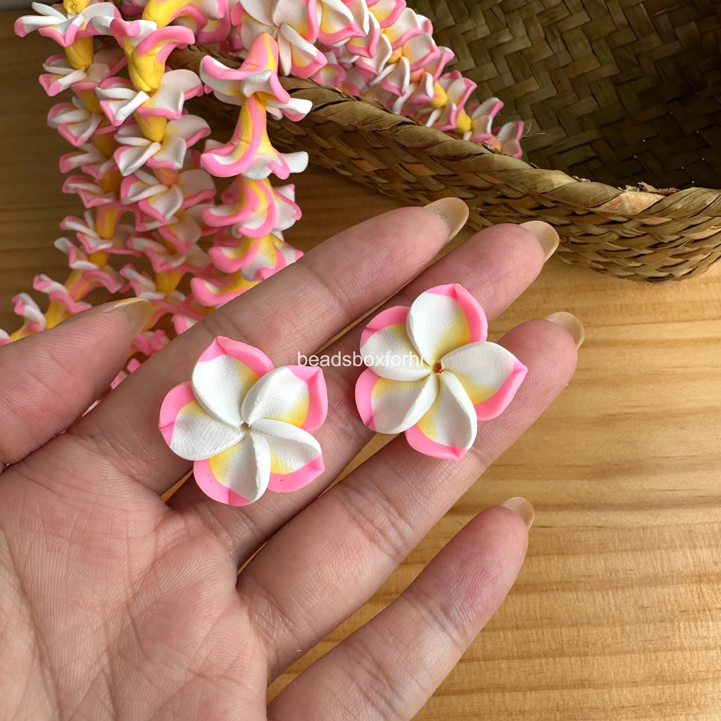 Clay White& Pink Plumeria