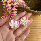 Clay White& Pink Plumeria