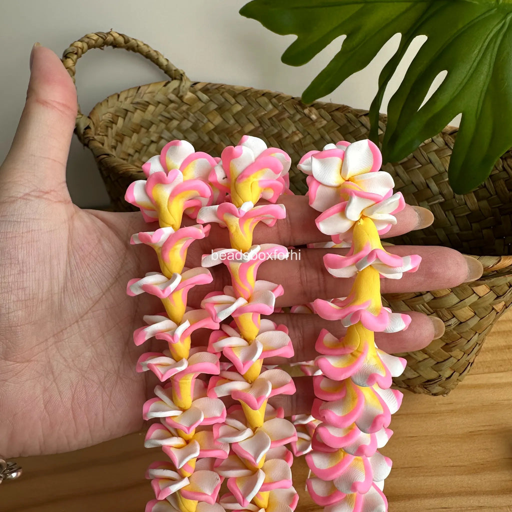 Clay White& Pink Plumeria