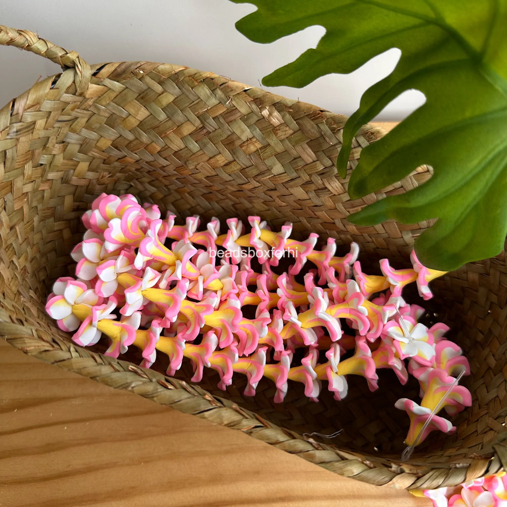 Clay White& Pink Plumeria