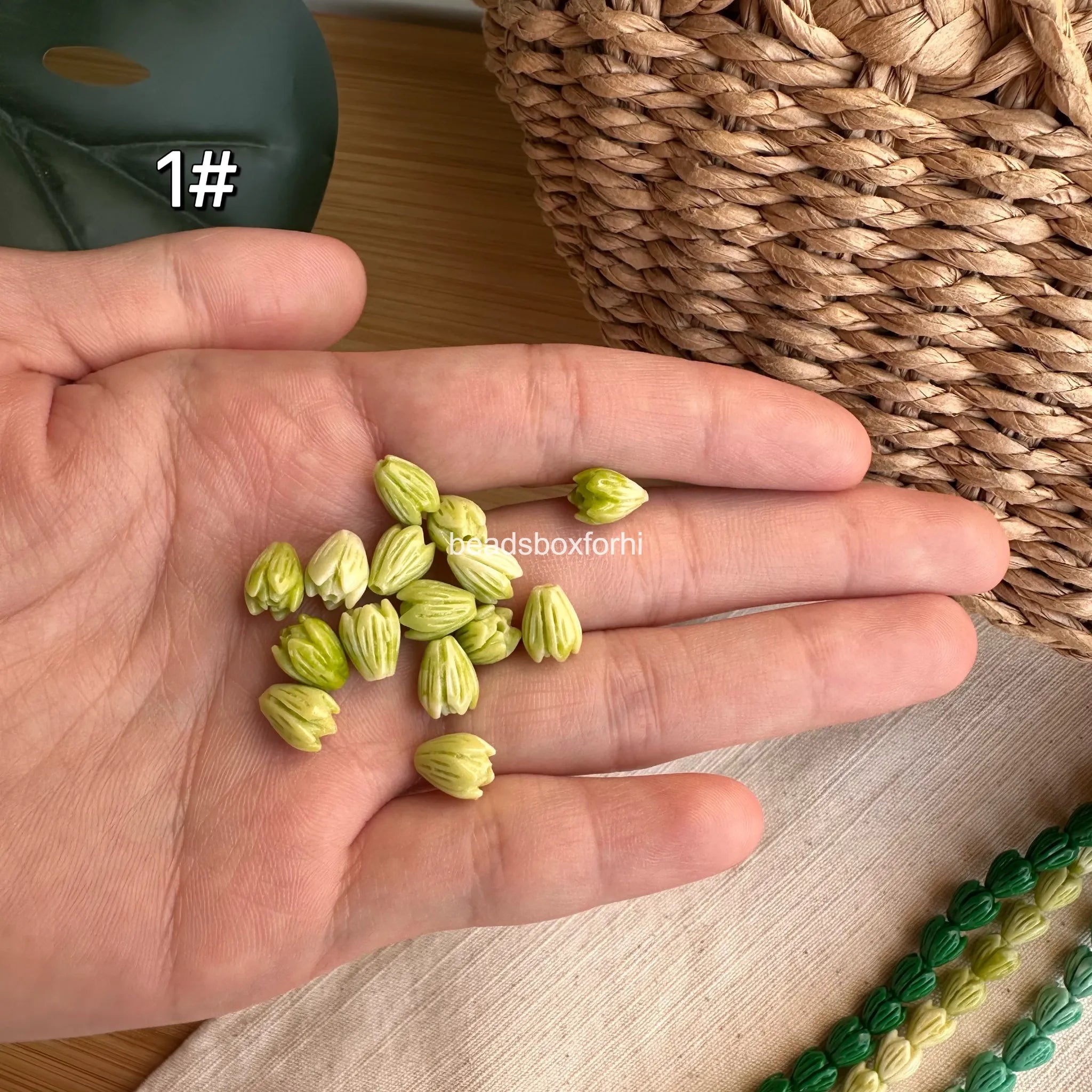 Small Green Pikake Beads