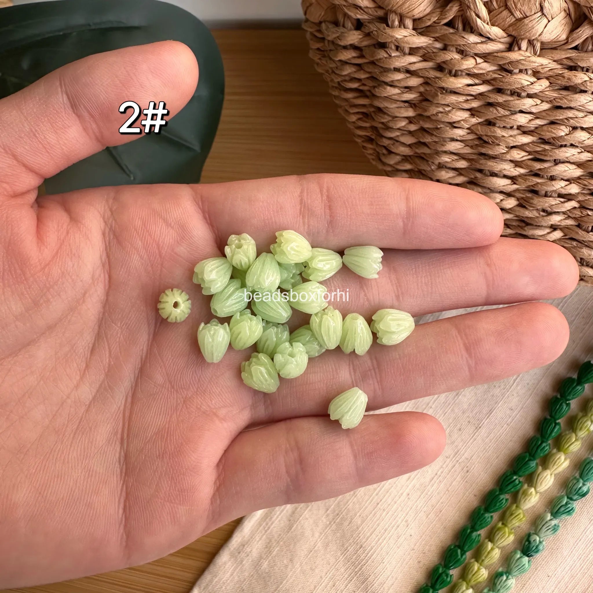 Small Green Pikake Beads