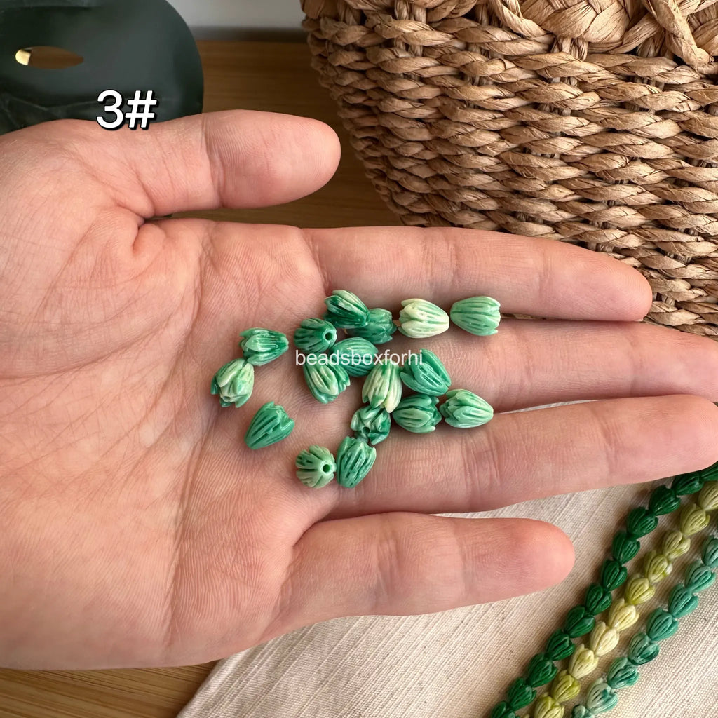 Small Green Pikake Beads