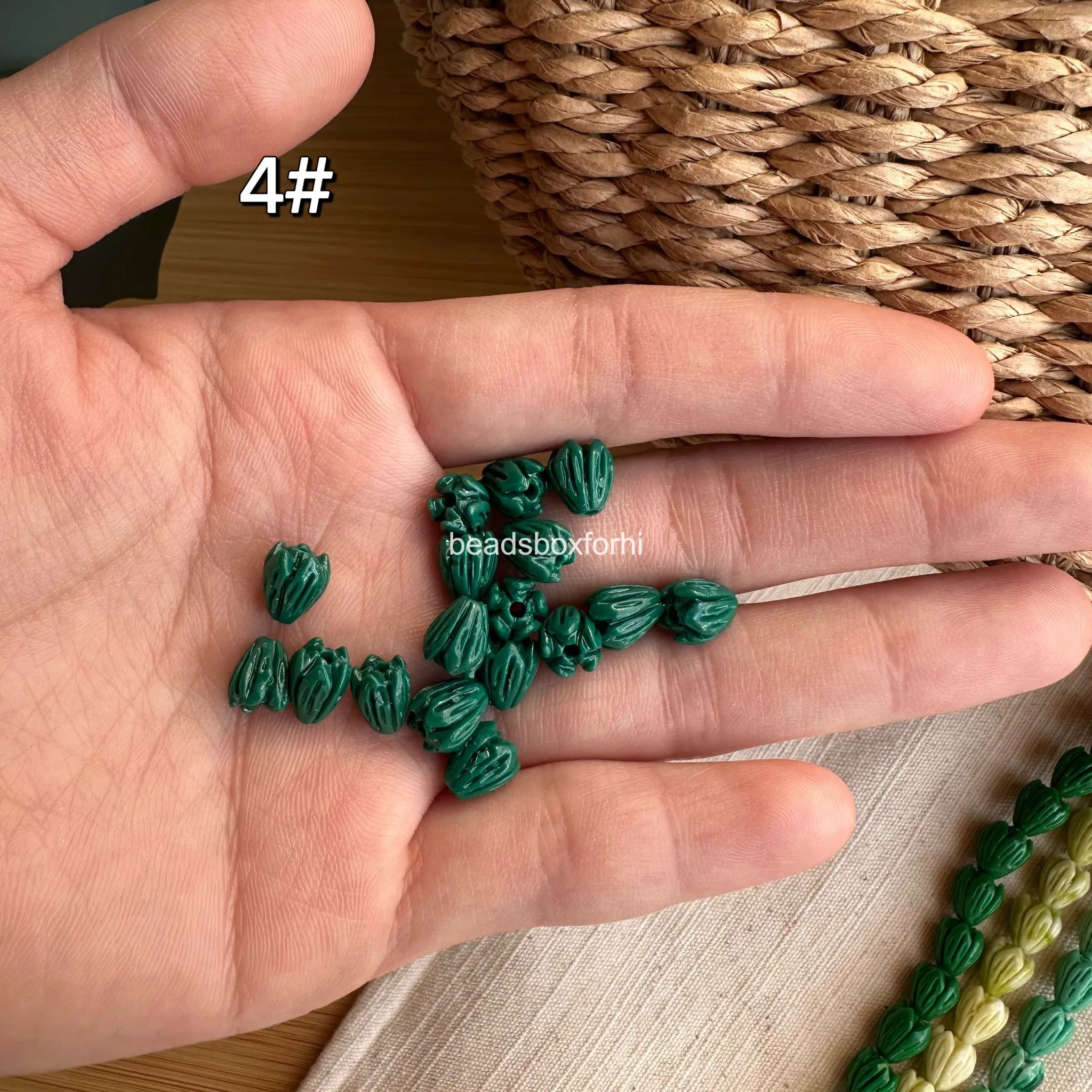 Small Green Pikake Beads