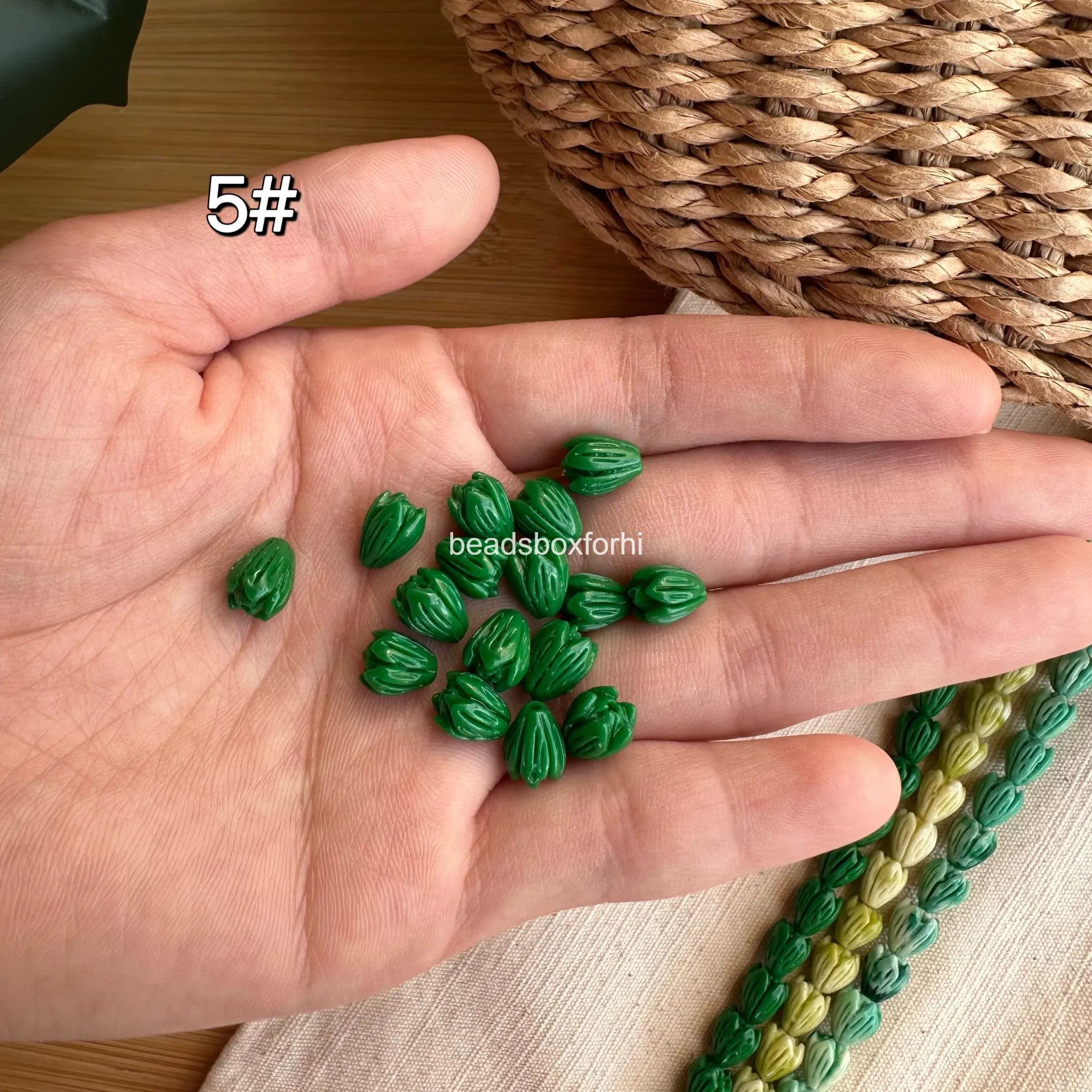 Small Green Pikake Beads
