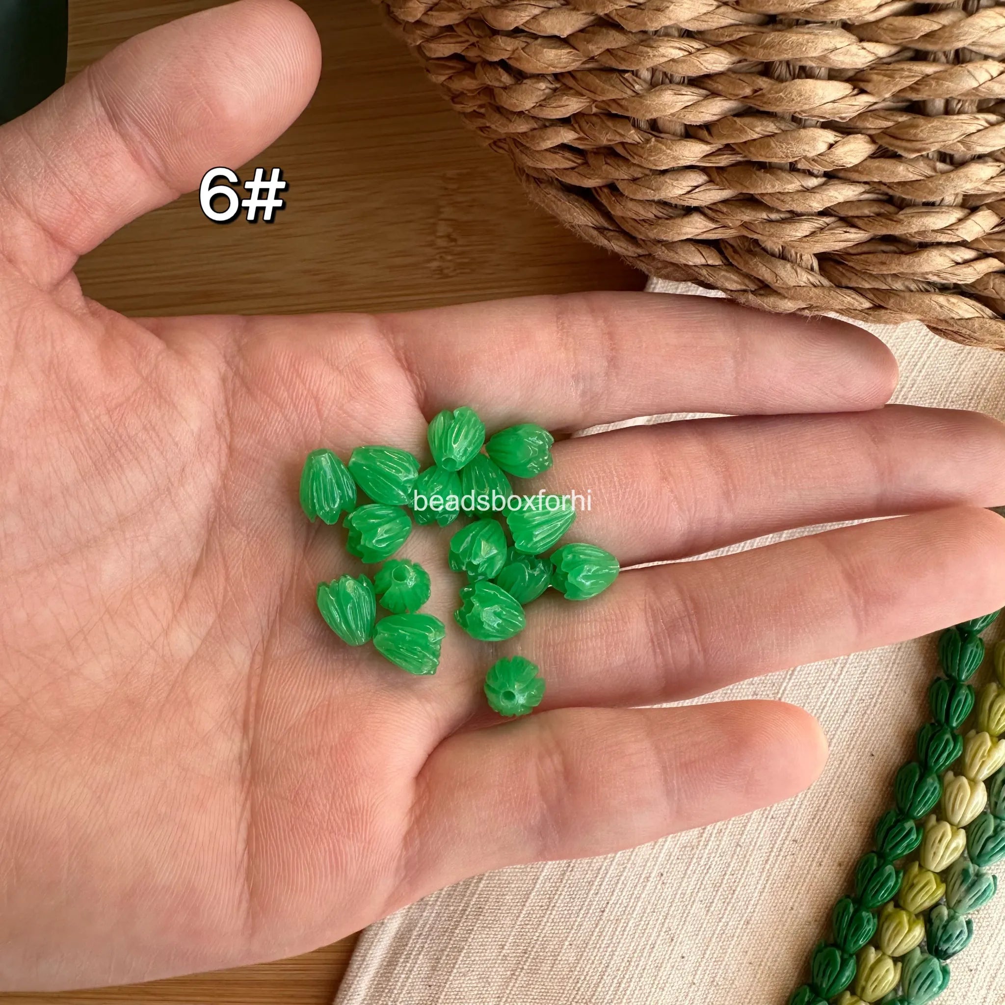 Small Green Pikake Beads