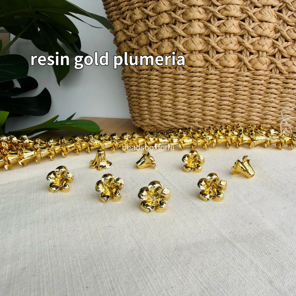 resin gold plumeria