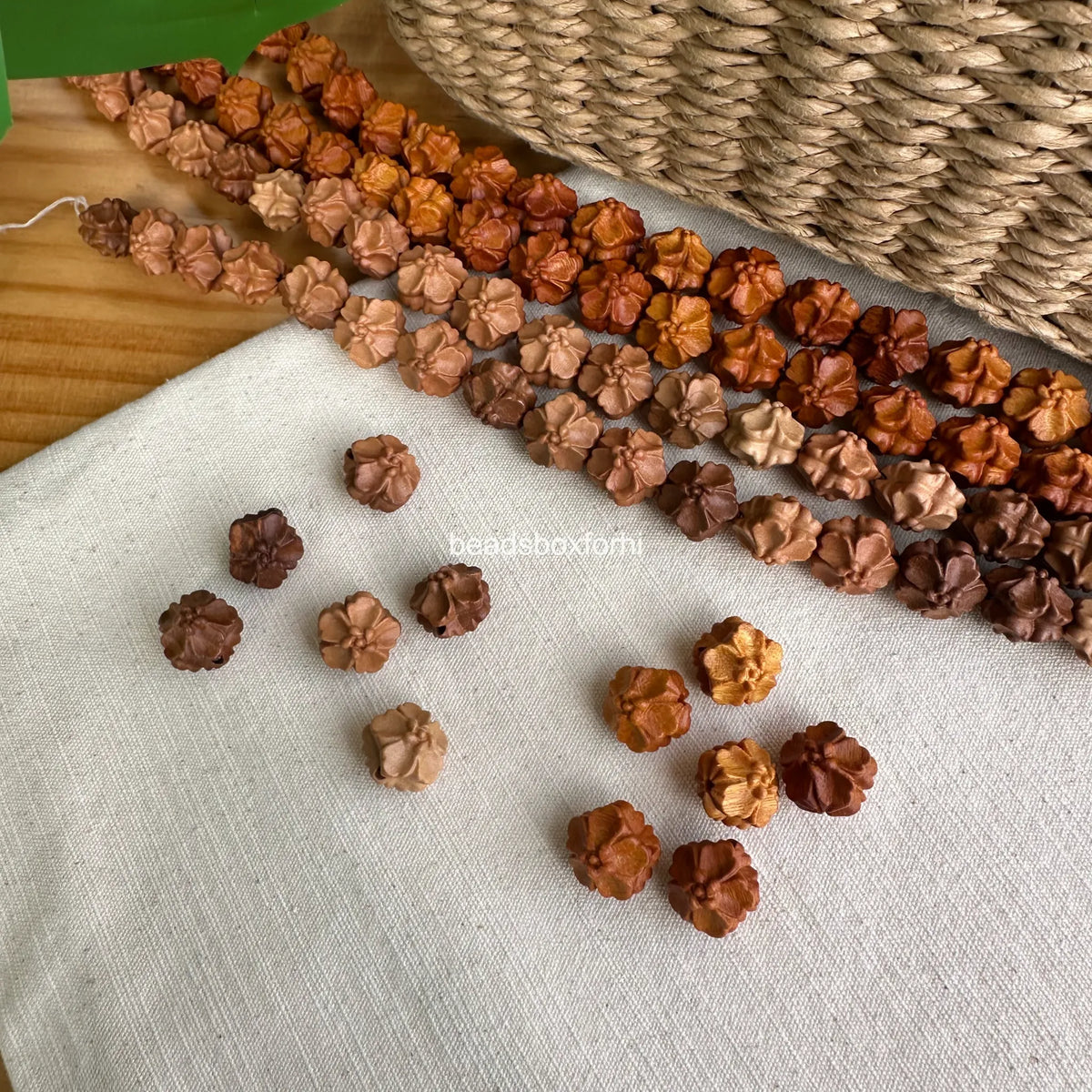 Wood Hibiscus Beads