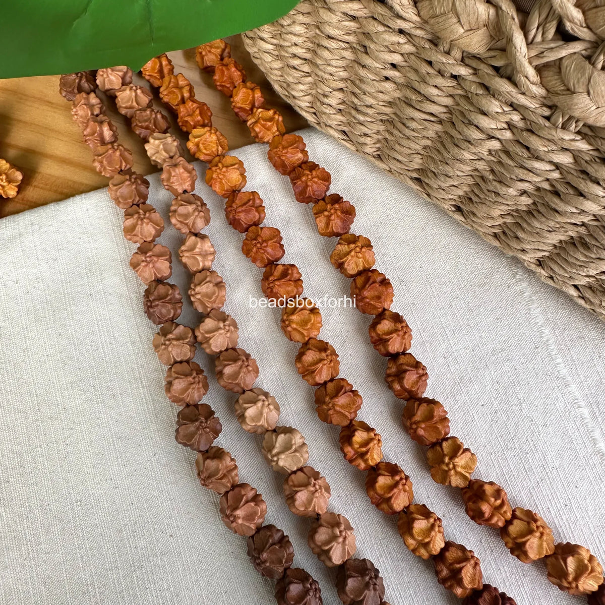 Wood Hibiscus Beads