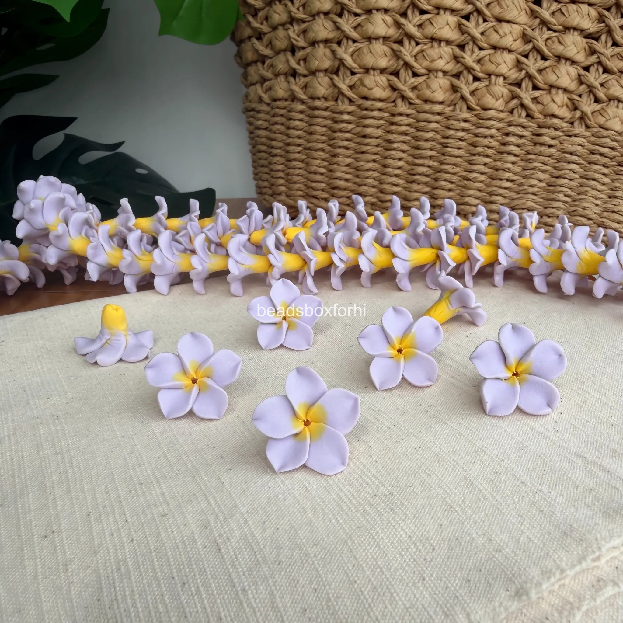 Clay Lilac & Yellow Plumeria
