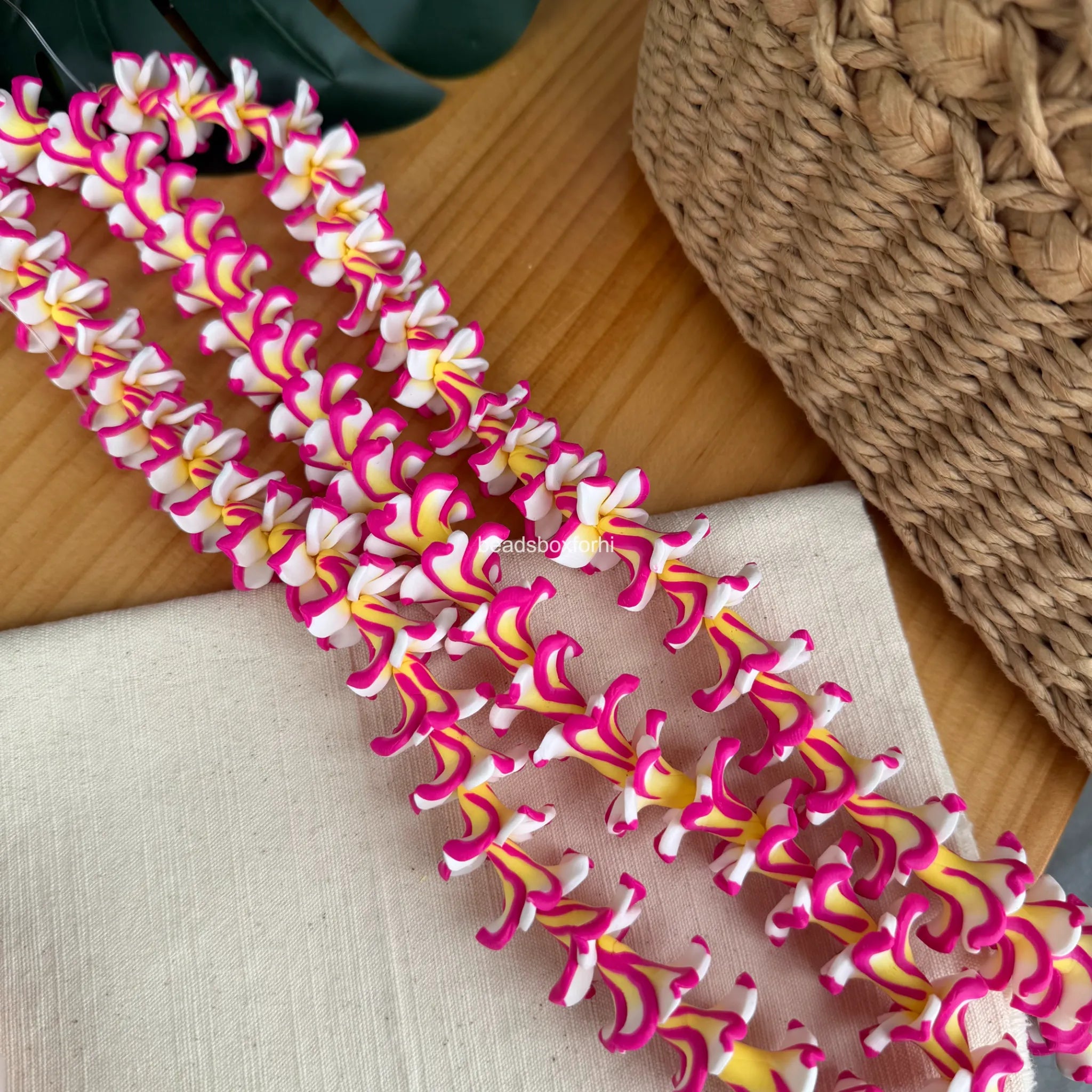 Clay Fushia& White Plumeria