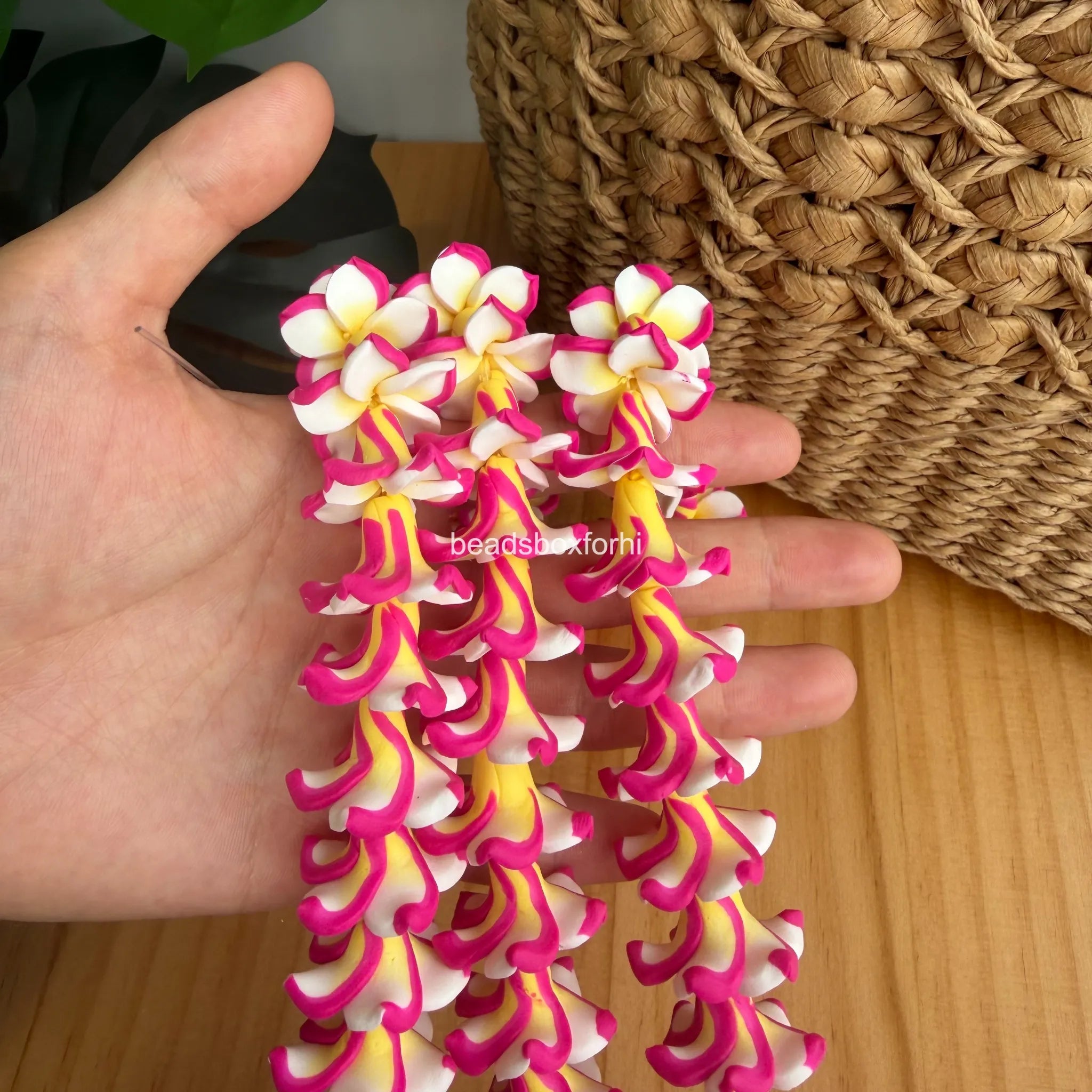 Clay Fushia& White Plumeria