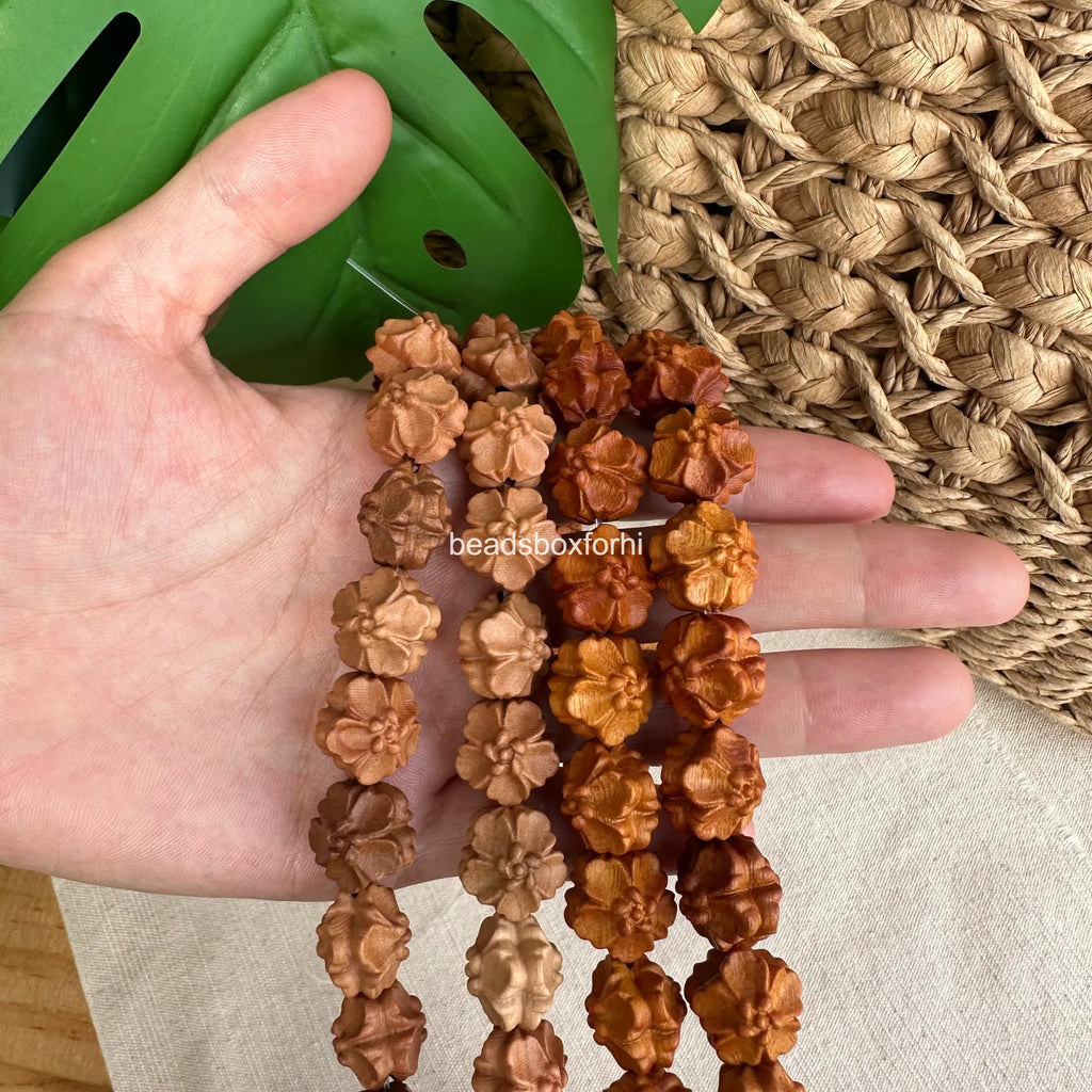 Wood Hibiscus Beads